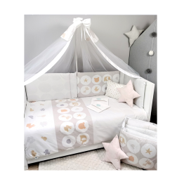 Baby Star Σετ προίκας κρεβατιού Κύκλοι Μπεζ 3τμχ